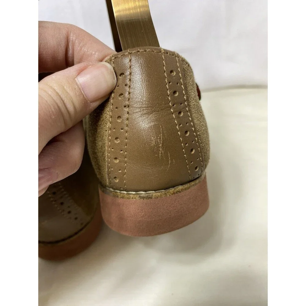 GH Bass Mens Saddle Oxford Size 8 Tan Camel Suede Leather Gum Sole Casual Shoe